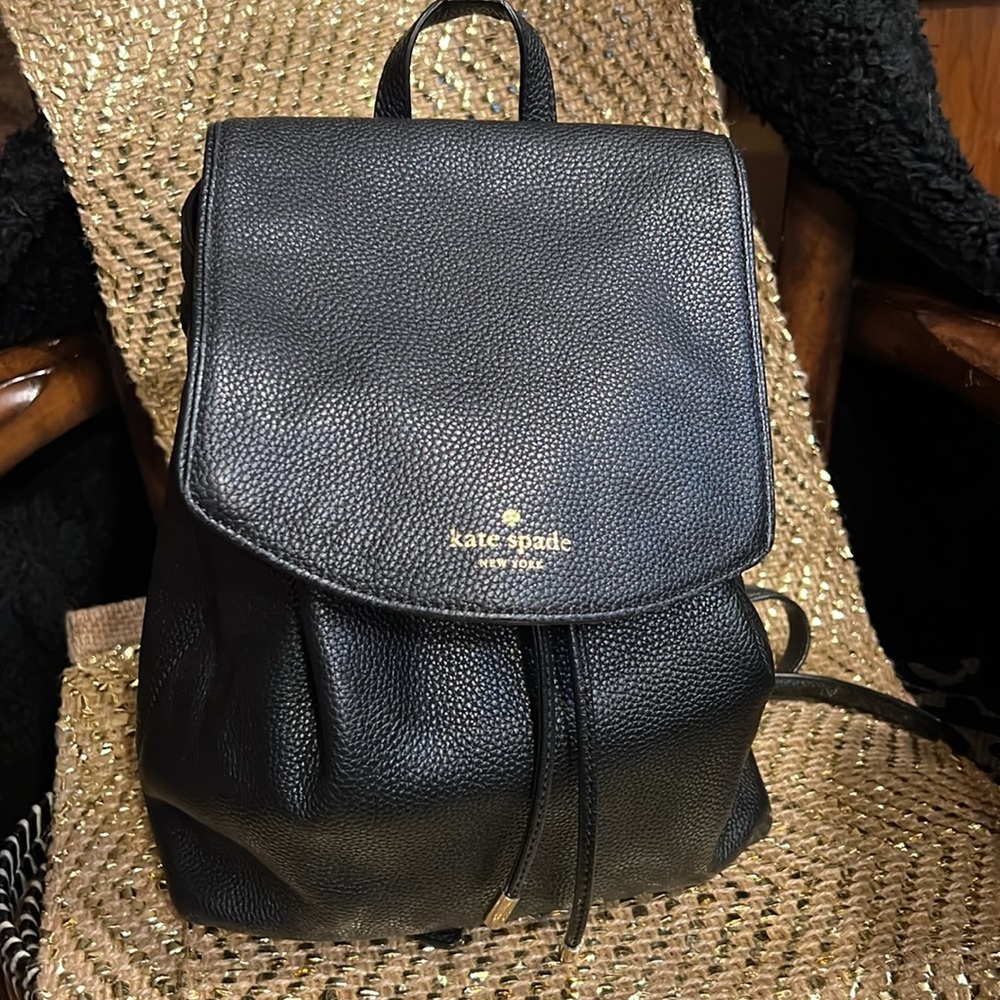 Kate Spade Black Pebbled Leather Backpack